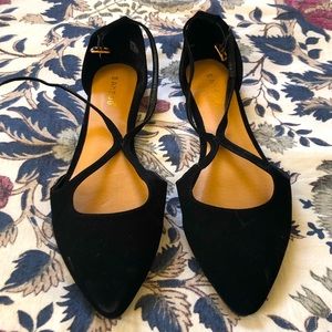 Bamboo black flats with strap & buckle detail Womens 8  NWOT